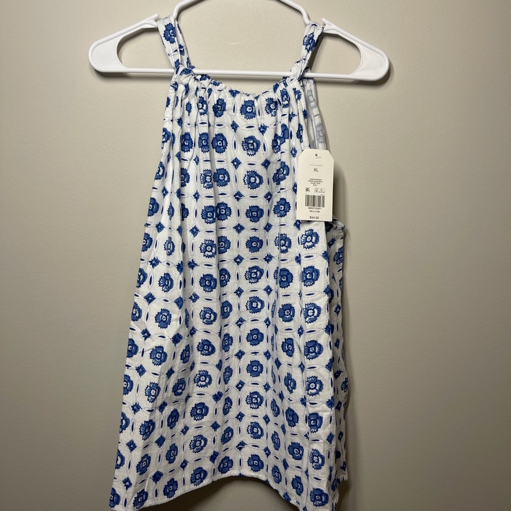 Belk Indigo and White Floral Top